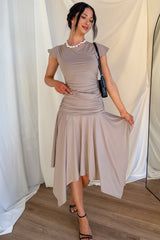Effortless Babe Handkerchief Flowy Skirt (Taupe)