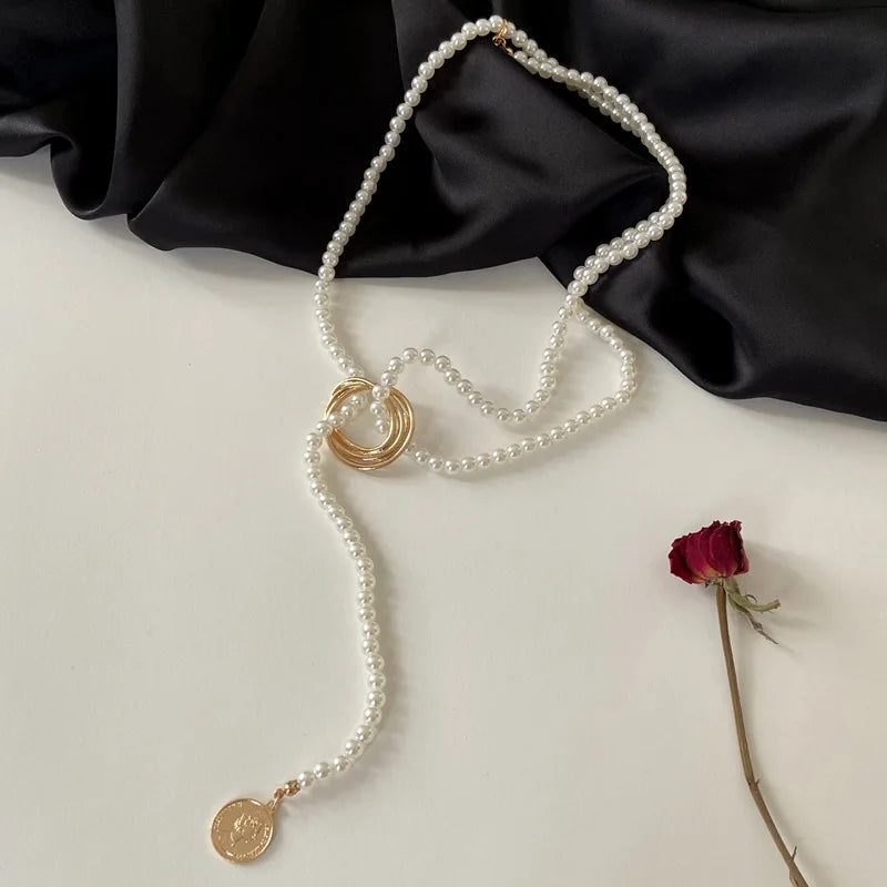 Vintage Long Tassel Pearl Pendant Necklace
