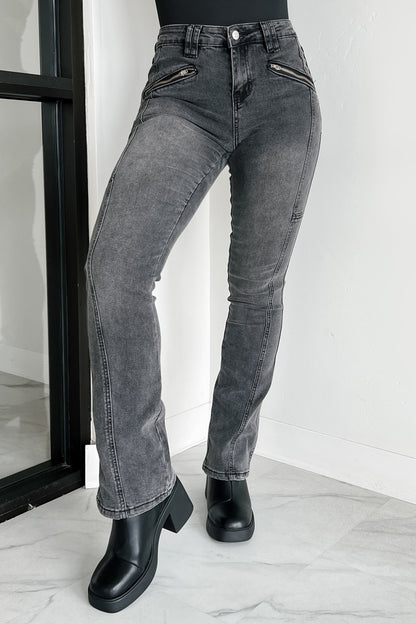 Calix Zipper Pocket Almost Famous Bootcut Jeans (Black Denim)