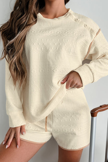 Early Calls Geometric Knit Lounge Set (Ivory)