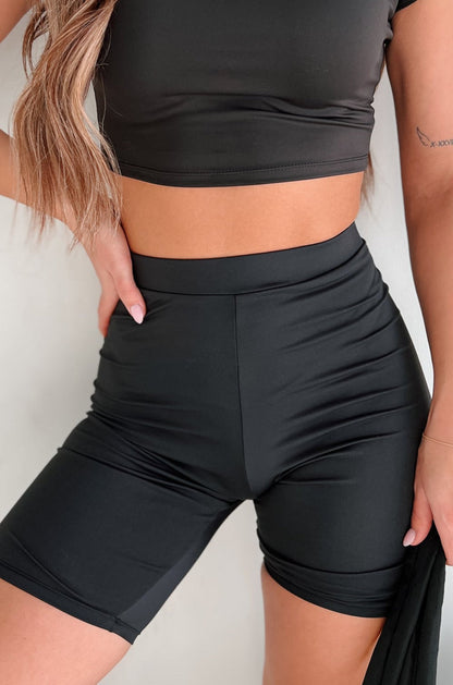 Hustle For The Muscle High Waist Biker Shorts (Black)