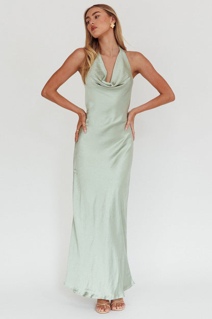 Element Halterneck Maxi Dress Matcha