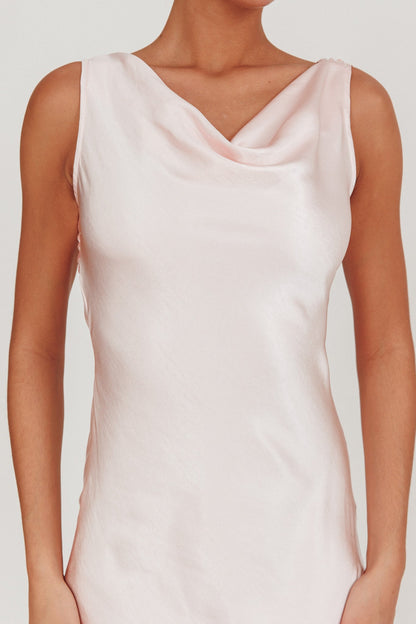 Take Care Backless Sash Maxi Dress Blush