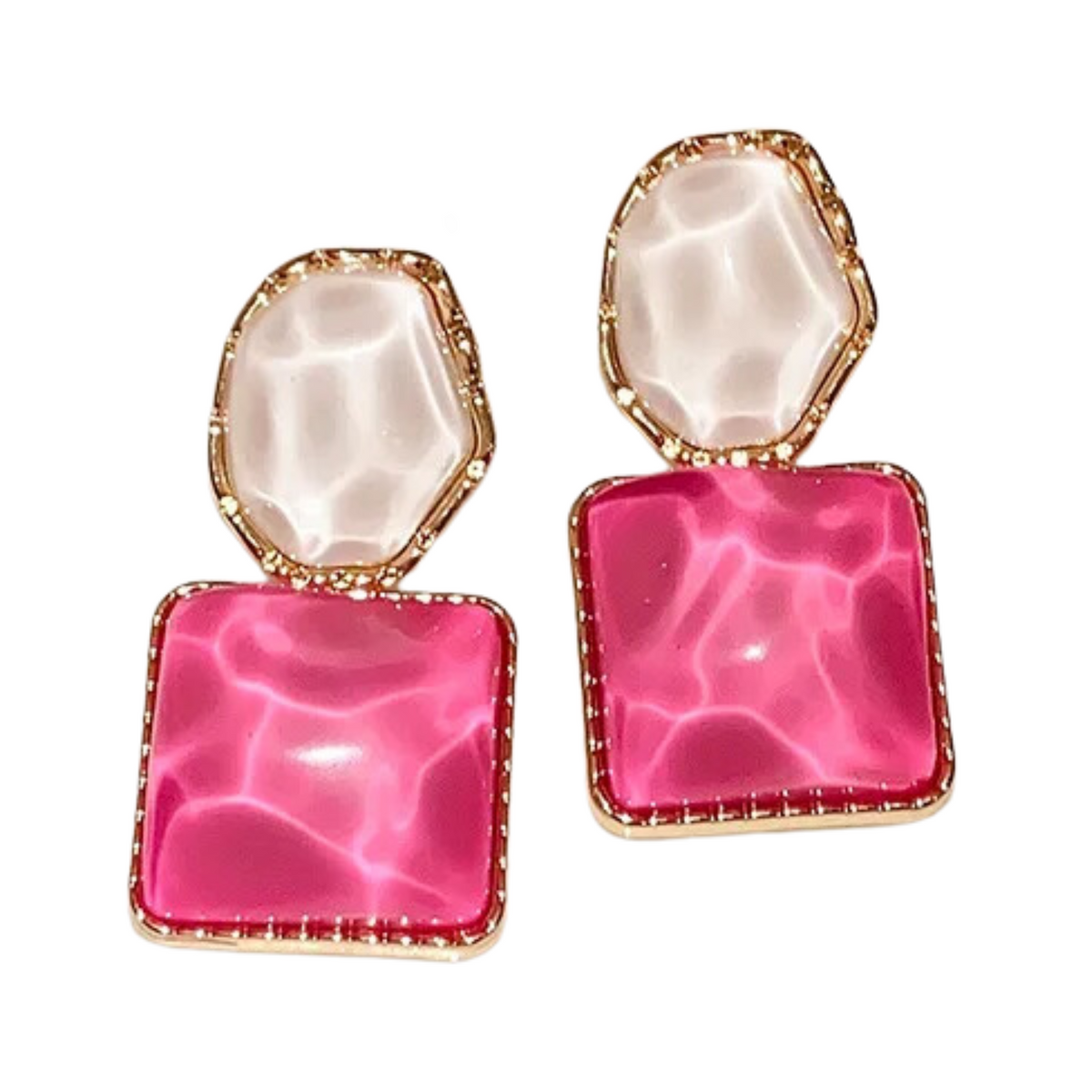 Sparkling Geometric Resin Square Drop Earrings