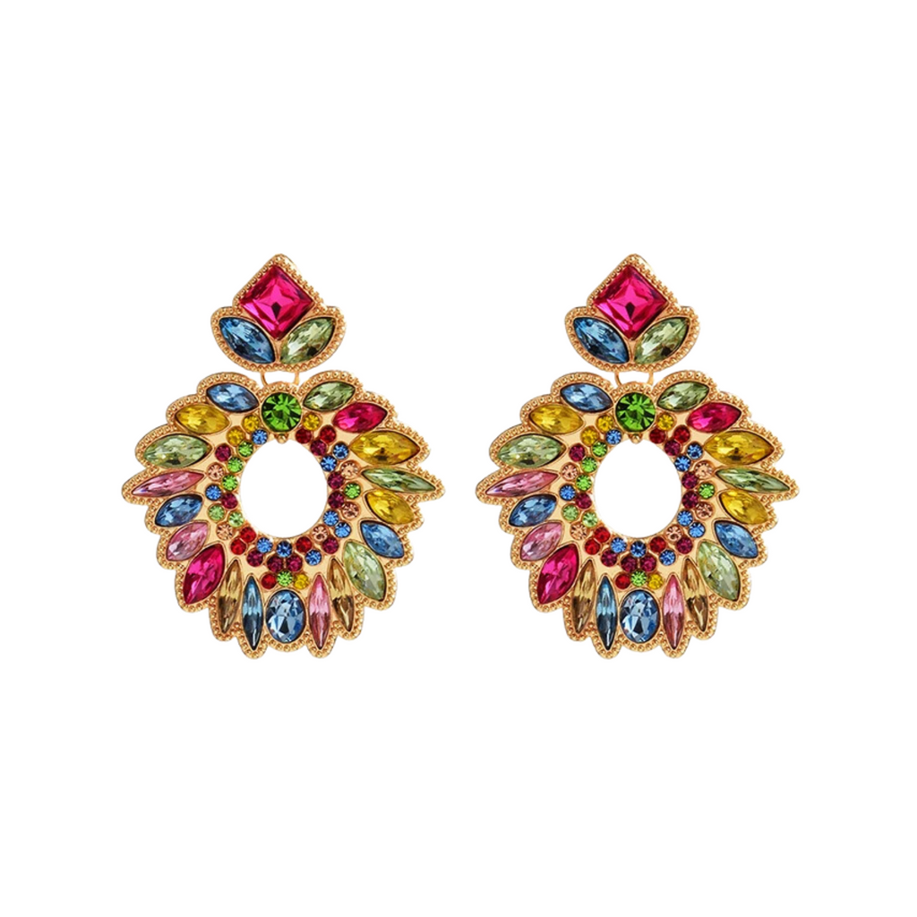 Rhinestone Wreath Drop Earrings