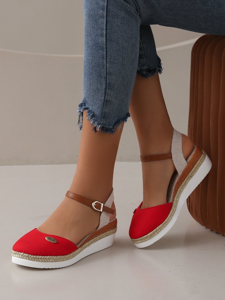 Casual Round Toe Platform Buckles Sandals