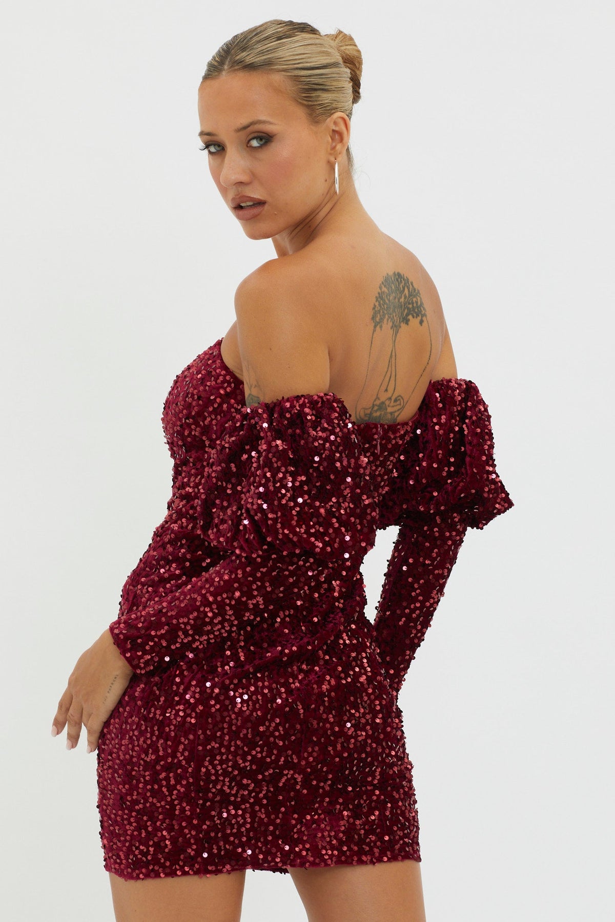 Merry & Bright Sequin Mini Dress Wine