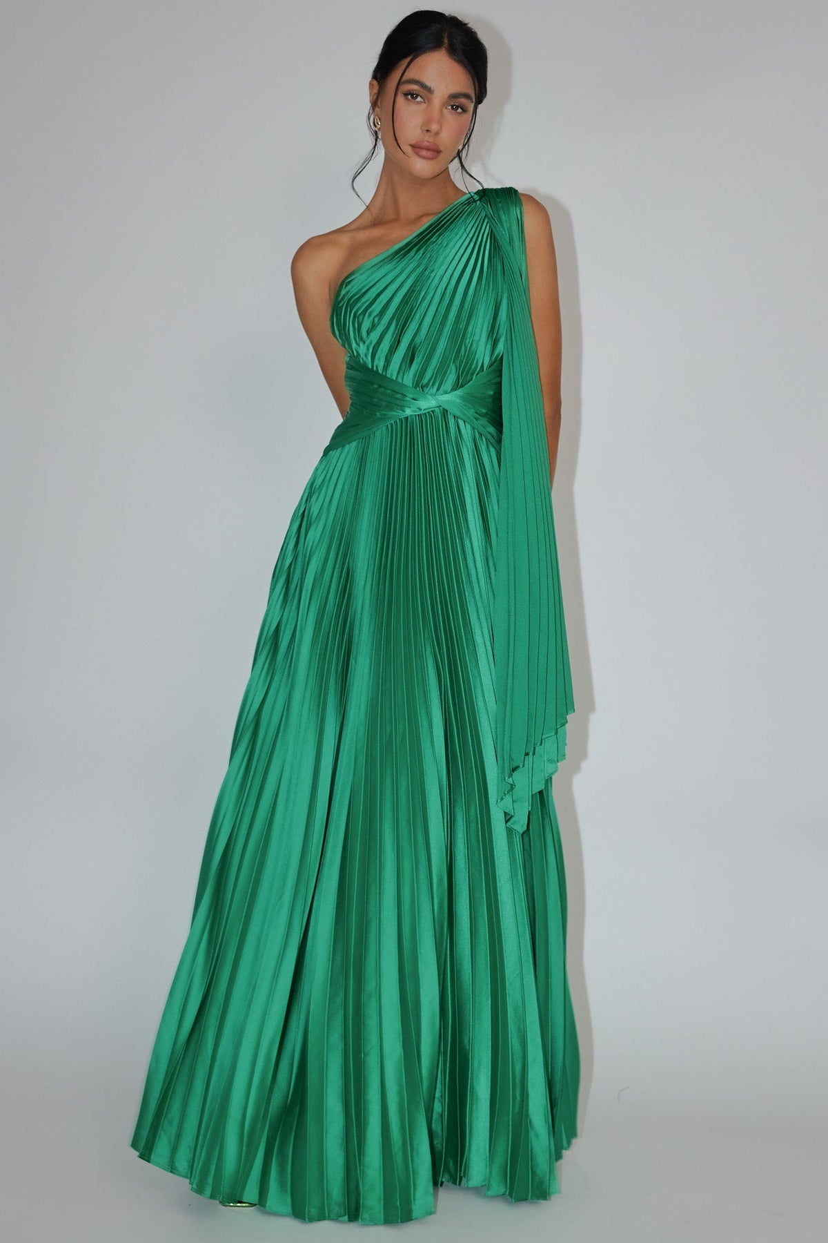 Laxmi Accordion Pleat Maxi Dress Kelly Green