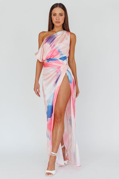 Charm Me Thigh Split Maxi Dress Pink/Blue