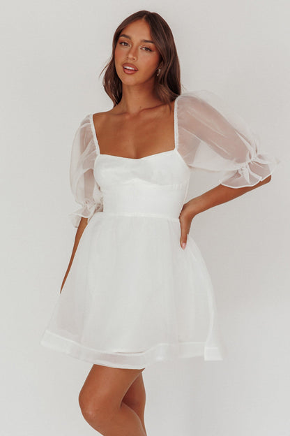 I've Got Sunshine Puff Sleeve Mini Dress White