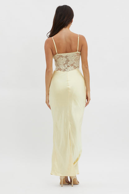 Moon Magic Floral Bodice Dress Lemon