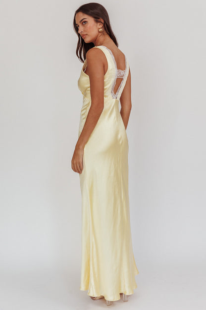Ivonne Lace Trim V-Neck Maxi Dress Butter