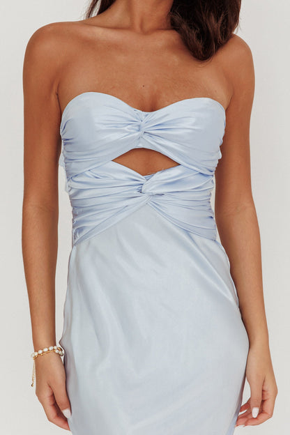 Good Impression Double Twist Maxi Dress Steel Blue