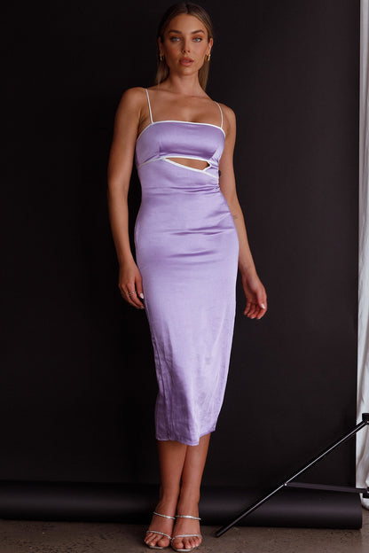 Laia Cut-Out Bodice Midi Dress Lilac