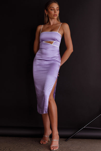 Laia Cut-Out Bodice Midi Dress Lilac