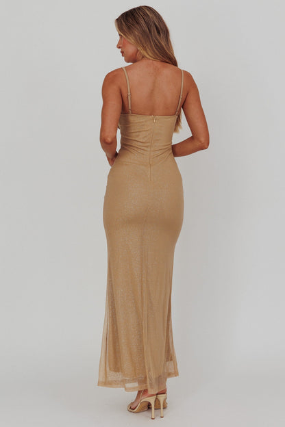 Fortune Bust Tie Maxi Dress Gold