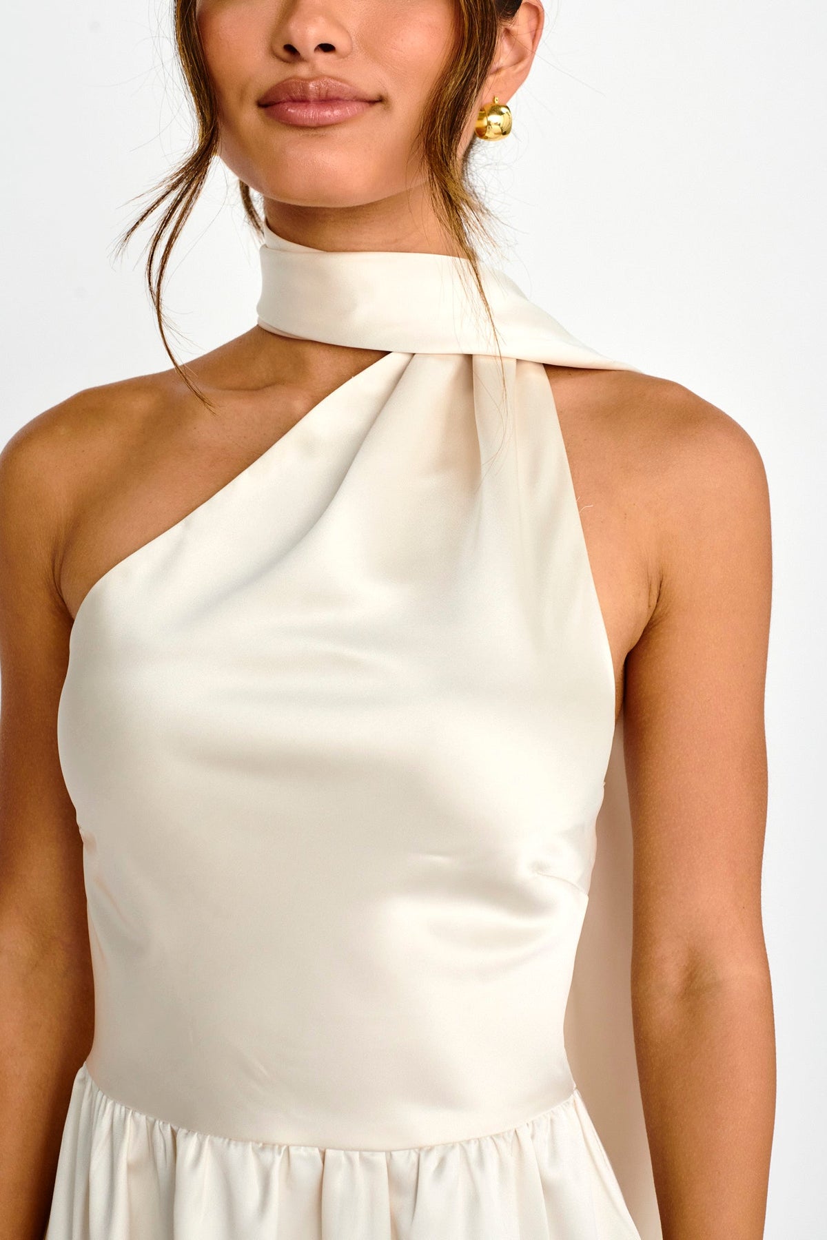 Gimme Love Open Back Flounce Mini Dress Oyster
