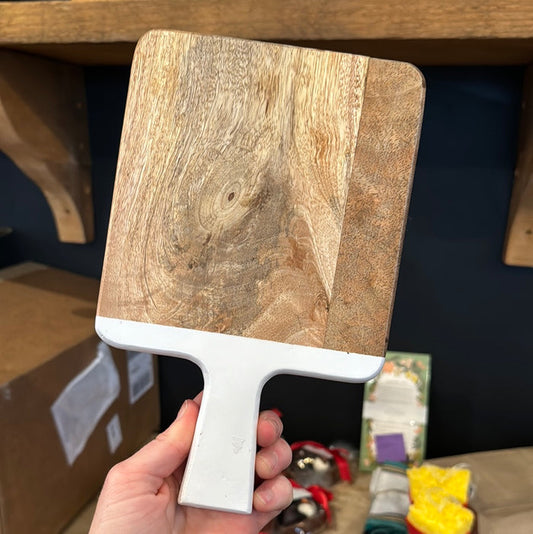 Acacia board with white handle - small, square
