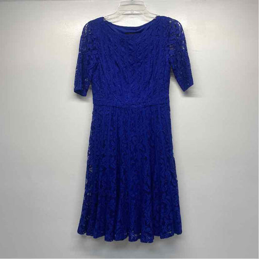 Adrianna Papell Size 4-S Women's Blue Solid Fit And Flare Dress