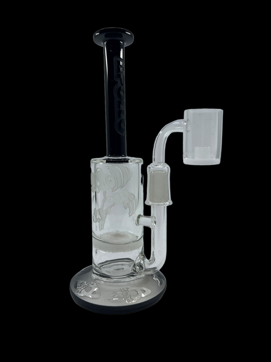 Apollo Glass Clownfish Mini Tube with fritter perc for advanced filtration. Compact, portable design with vibrant clownfish-inspired artistry, made from durable borosilicate glass.
