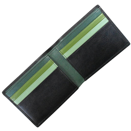 Black Men's Wallet with Green Interior