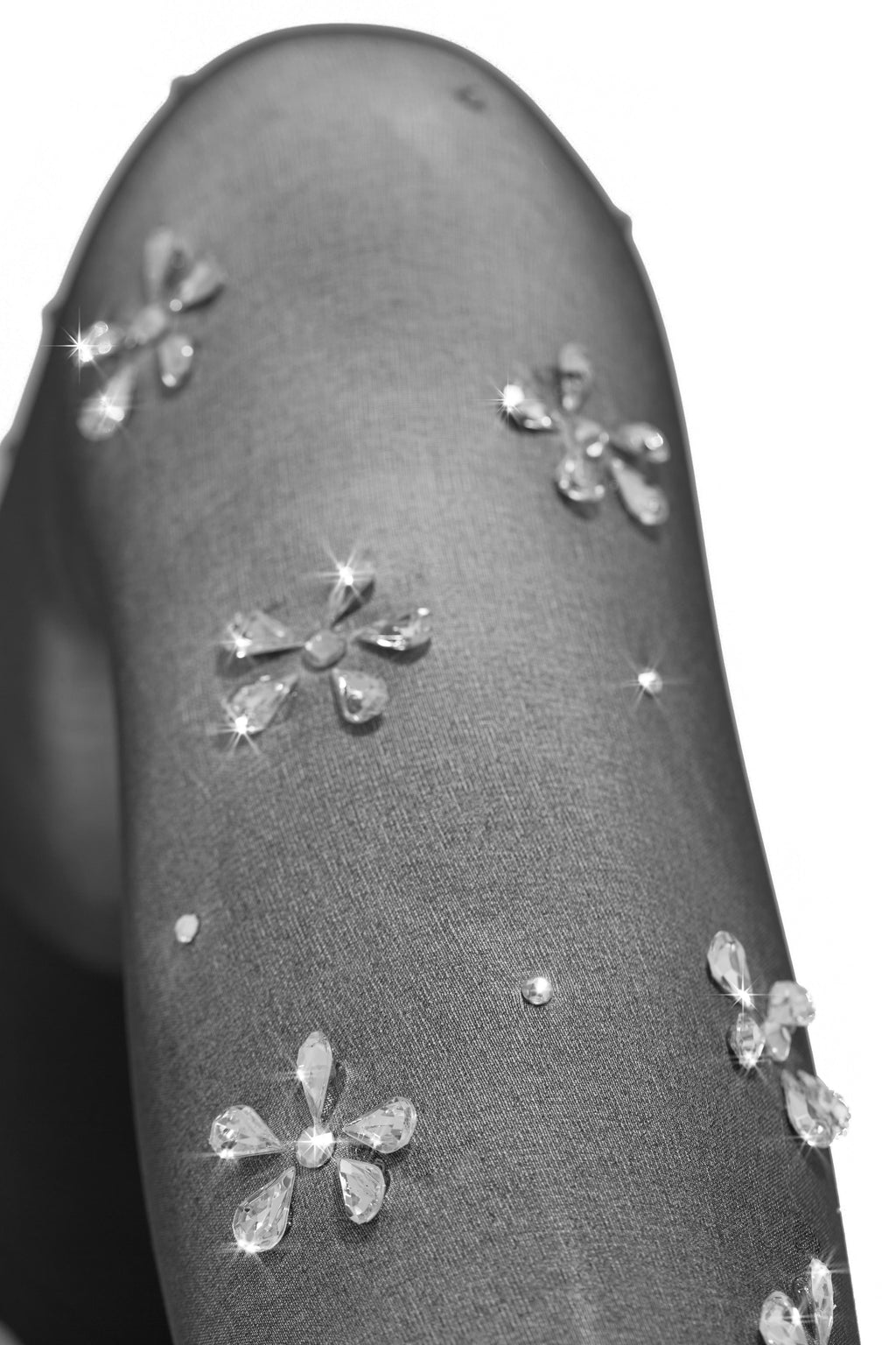 Forget Me Not Embellished Sheer Tights - Black