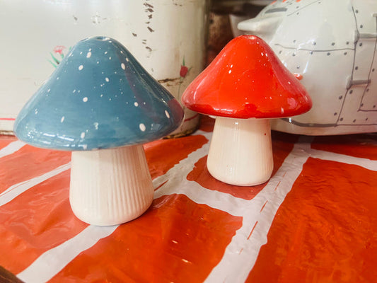 Blue & Red Mushroom Salt & Pepper Shaker - Deer Creek Mercantile