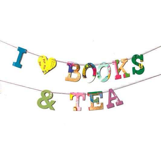 Board Book Phrase Garland Kit I Heart BOOKS & TEA