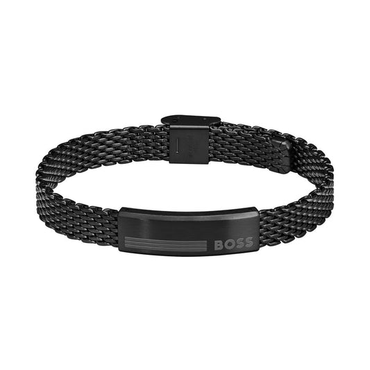 BOSS by Hugo Boss Jewellery Black Steel Men's Mesh Chain Bracelet - 1580612