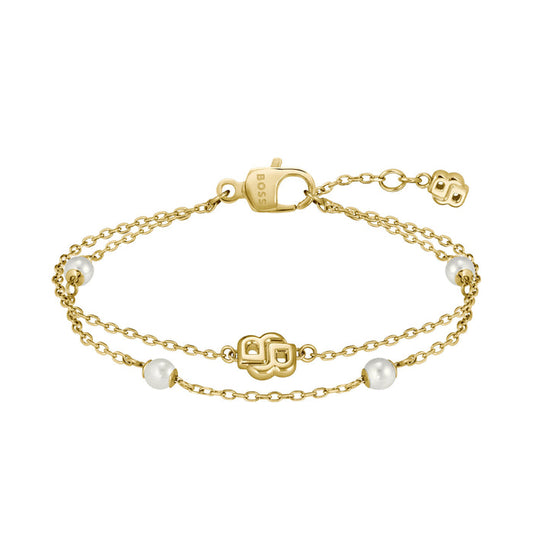 BOSS by Hugo Boss Jewellery Gold Steel & Faux Pearls Women's Bracelet - 1580808