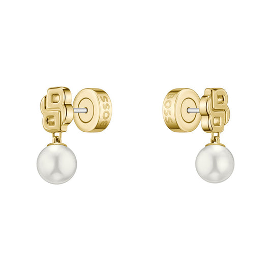 BOSS by Hugo Boss Jewellery Gold Steel & Faux Pearls Women's Stud Earrings - 1580822