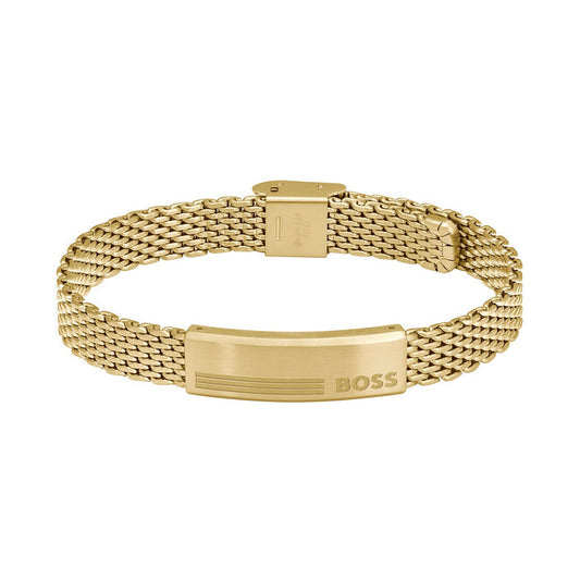 BOSS by Hugo Boss Jewellery Gold Steel Men's Mesh Chain Bracelet - 1580610