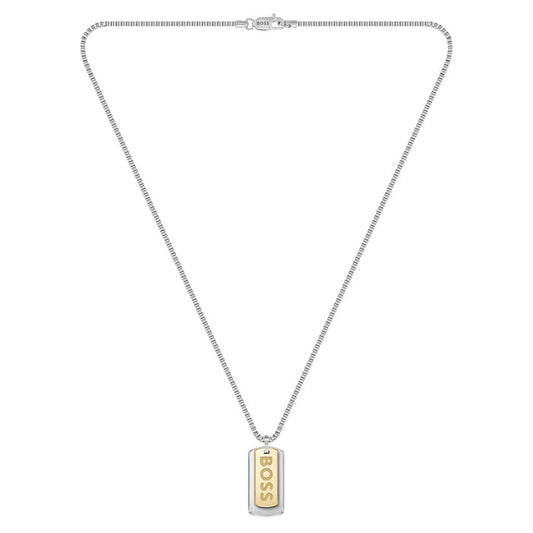 BOSS by Hugo Boss Jewellery Two-Tone Steel Men's Pendant with Chain Necklace - 1580576