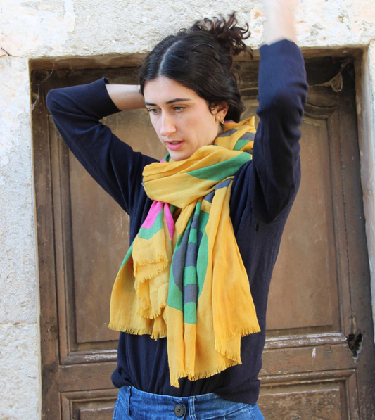 Cairn XL Wool Scarf - Yellow