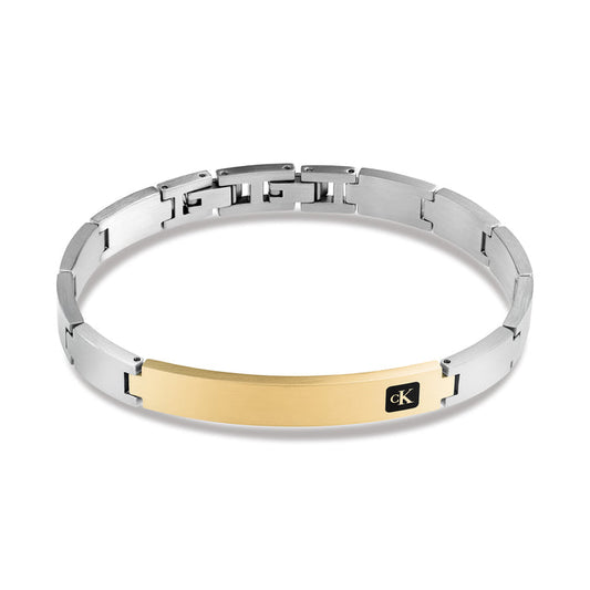 Calvin Klein Jewellery Stainless Steel & Gold Steel Men's Metal Link Bracelet - 35100105