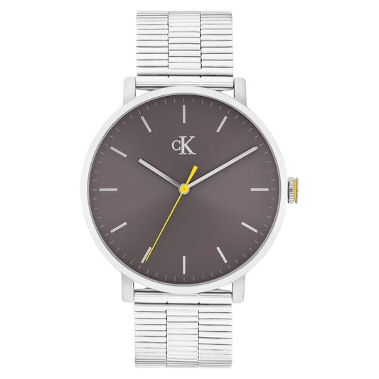 Calvin Klein Silver Steel Dark Grey Dial Men's Watch - 25200547