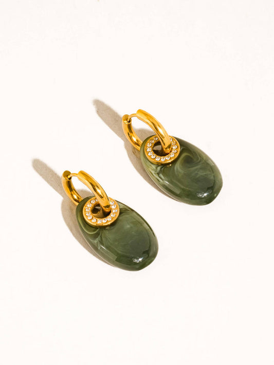 CANARI RESIN HOOP EARRINGS - GREEN