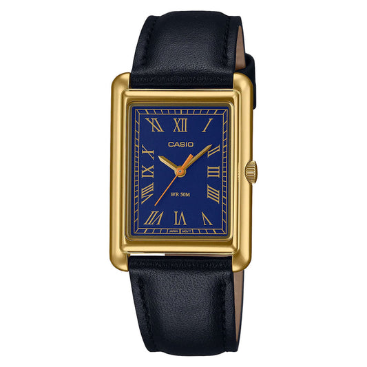 Casio Black Leather Blue Dial Women's Watch - LTPB165GL-2B