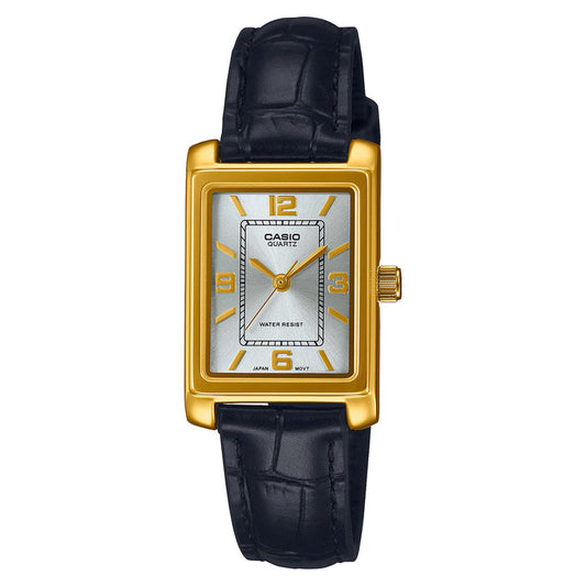 Casio Black Leather Silver Dial Men's Watch - LTP1234PGL-7A2