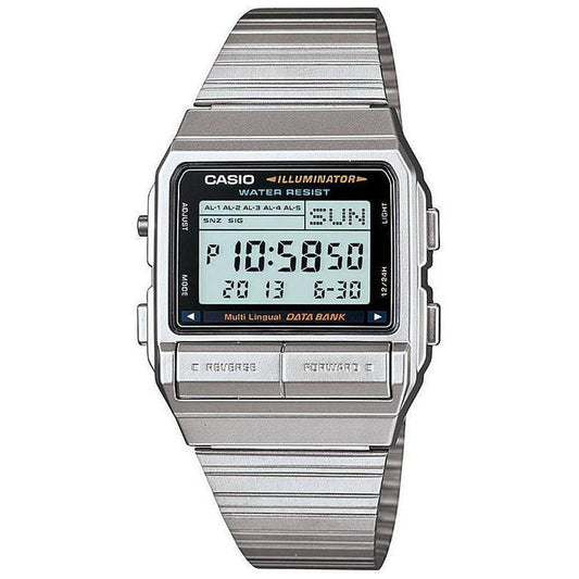 Casio Retro Men's Silver Data Bank Watch - DB380-1DF