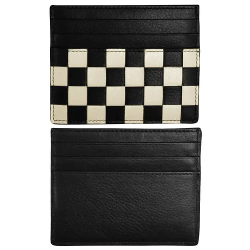 Checkerboard Card Case- Black/Stone