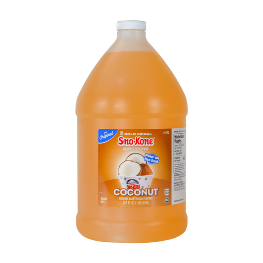 one gallon jug of coconut Sno-Kone syrup