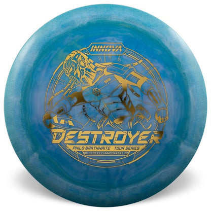 Destroyer Star (Philo Brathwaite 2025 Tour Series) INNOVA DISC GOLF CANADA	Destroyer
Distance Driver	Slick Finish	Versatile Colors	Great Durability	and grip Overstable	Impact Resistant	Improved Glide Flexible in cooler conditions	Great for distance and control	Maintains stability over time