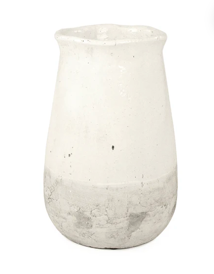 DISTRESSED WHITE VASE - IN STORE PICK UP ONLY!