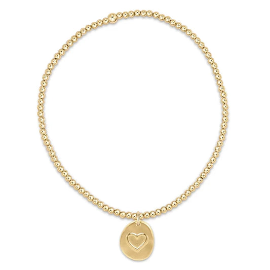 E NEWTON CLASSIC GOLD 2MM BEAD BRACELET - INSPIRE LOVE SMALL GOLD CHARM