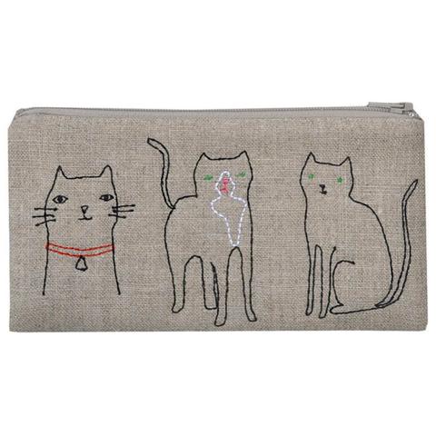 Embroidered Cats Pouch