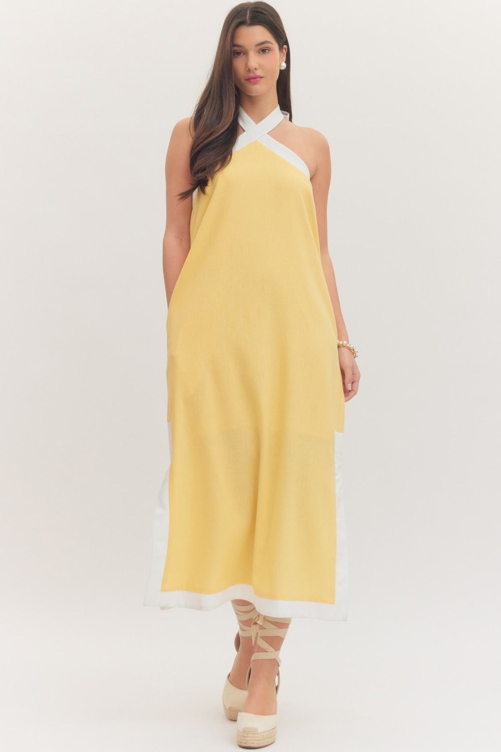 The Solara Contrast Halter Midi Dress