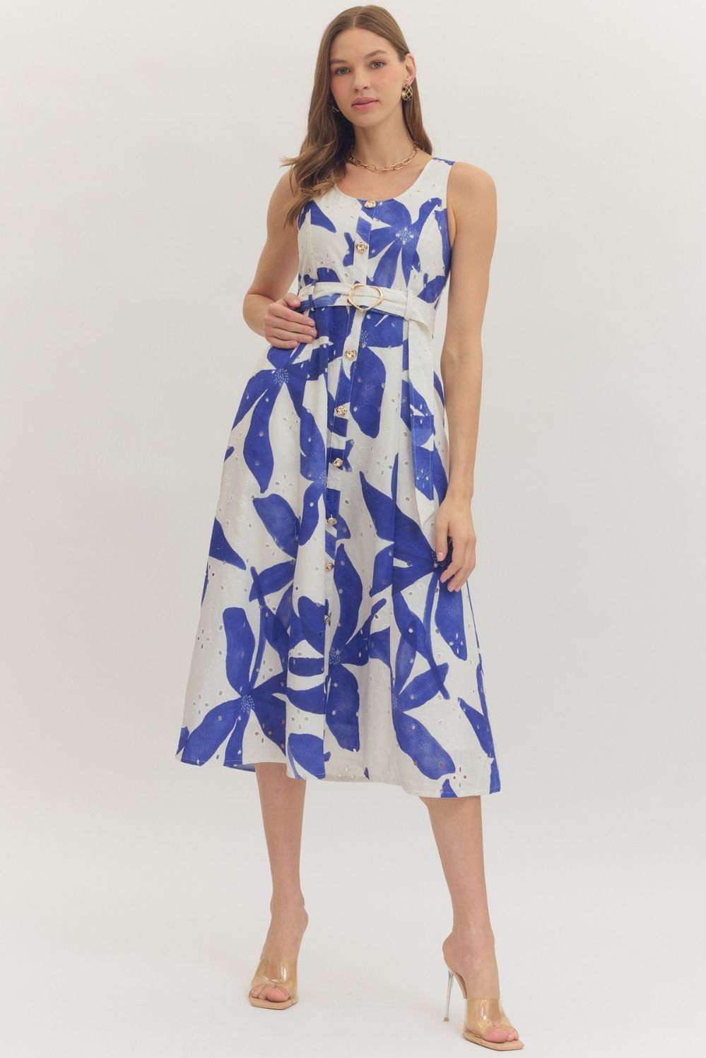 Savannah Botanical Belted Midi Dress