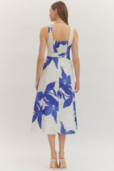 Savannah Botanical Belted Midi Dress