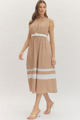 Addison Contrast Belt Midi Dress